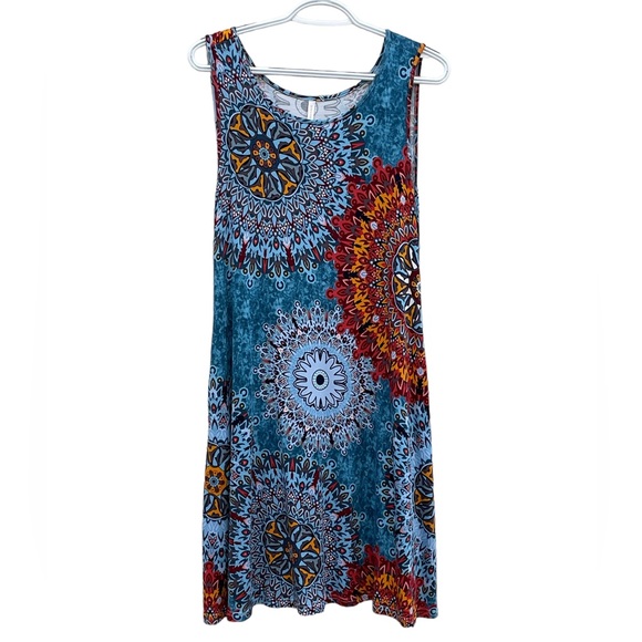 BISHUIGE Summer Casual Round Neck T-Shirt Dress Beach Cover-Up Tank Dress SZ XL - Picture 3 of 16